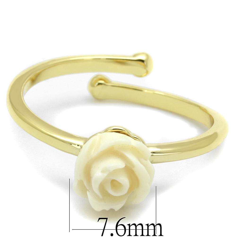 LO4057 - Flash Gold Brass Ring with Synthetic Synthetic Stone in