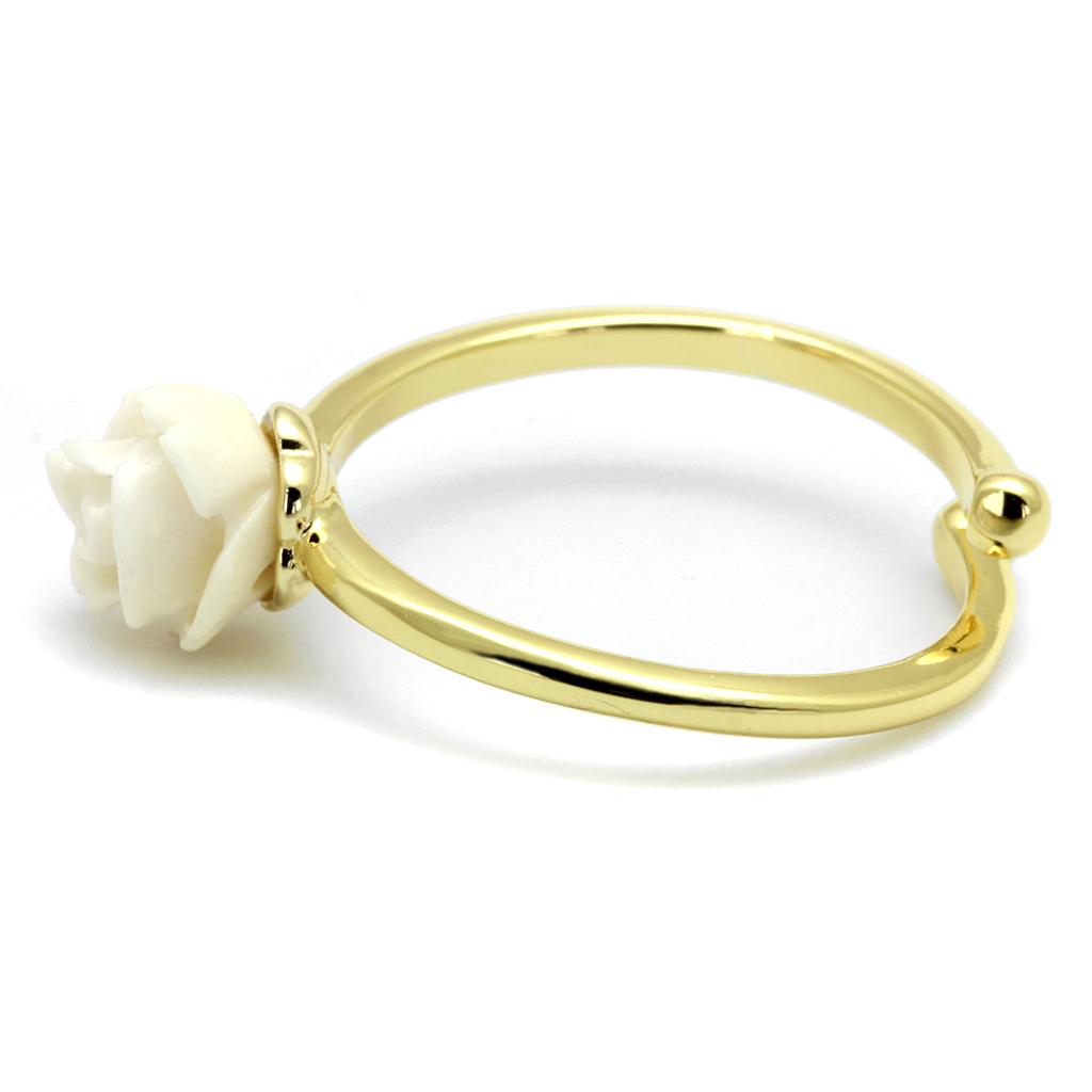 LO4057 - Flash Gold Brass Ring with Synthetic Synthetic Stone in