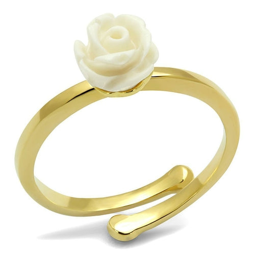 LO4057 - Flash Gold Brass Ring with Synthetic Synthetic Stone in