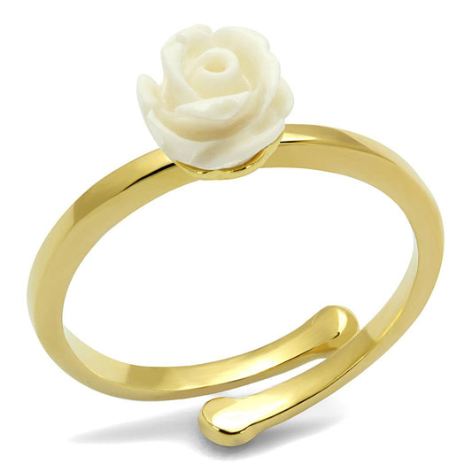 LO4057 - Flash Gold Brass Ring with Synthetic Synthetic Stone in